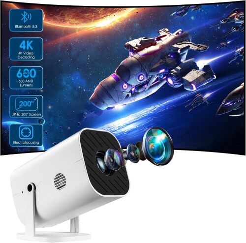 Mini Projector, Video Projector for Bedroom, Built-in Speaker And Bluetooth 5.3, Native 1080P, Compatible With 4K, Portable - Lot 7547