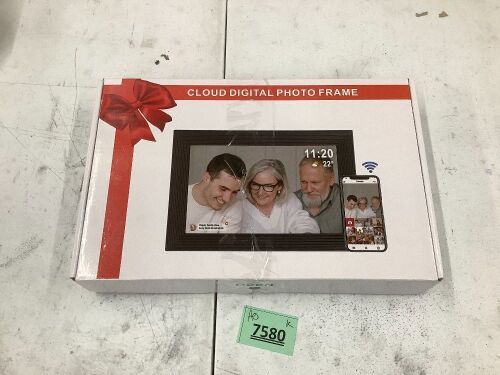 Frameo 10.1 Inch Smart WiFi Digital Photo Frame,Digital Picture Frame Wi-Fi with 32GB Storage & SD Slot, Electronic Picture Frame IPS Touch Screen with Auto-Rotate, Frameo Digital Frame WiFi -White - Lot 7580