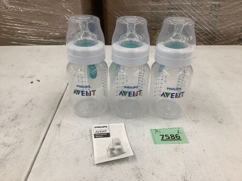 Philips Avent Anti-colic Baby Bottles Clear, 9oz 3 Piece - Lot 7586