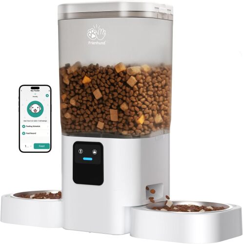 Automatic Cat Feeder with Slow Feed for 2 Cats: 5G WiFi Dual Automatic Dog Feeder with Smart APP Control,Double Cat Food Dispenser for Multiple Pets,Detachable for Easy Clean - Lot 7597