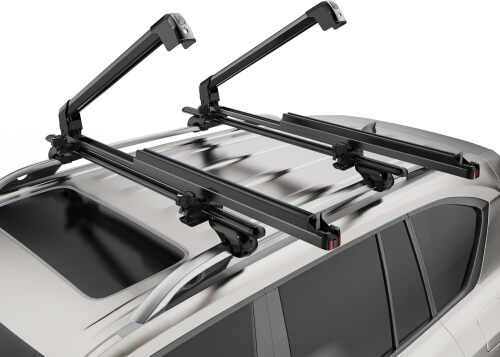 Universal Ski and Snowboard Roof Rack Carrier - Fits 6 Pairs of Skis or 4 Snowboards, Lockable for Secure Transport, Fits Most Factory and Aftermarket Roof Rack Cross Bars - Lot 10130