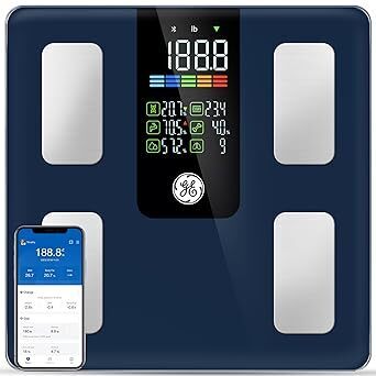 GE Smart Scale for Body Weight, BMI, Fat, Muscle Mass, Digital Bathroom Scale - Lot 7540