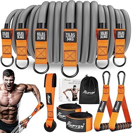 HPYGN Heavy Resistance Bands, 300LBS Exercise Bands for Working Out, Fitness Bands with Handles, Workout Bands for Men, Weight Bands Set for Muscle Training, Strength, Slim, Yoga, Home Gym Equipment - Lot 7588
