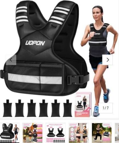 Adjustable Weighted Vest for Women, 6-12 Lbs Rucking Vest with 6 Ironsand Weights, Best Weighted Vest with Plus Pockets & Reflective Strips for Running, Walking, Workout and Strength Training - Lot 6675