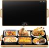 Electric Warming Tray, Food Warmers for Parties Buffet with Thermostat & Full Surface Heating, Tempered Glass Warming Mat for Food, Temperature Adjustable Gold Handles Food Warming Mat - Thumbnail 1