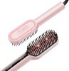 Hair Straightener Brush, Upgraded Ionic Compact Straightening Brush for Women with Wave-Design Bristles, Fast, Smooth Styling, Lightweight Hot Comb & Travel Flat Iron, 1 Billion Ions - Thumbnail 1