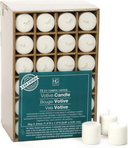Unscented White Votive Candles, 72-Pack – Clean-Burning, Long-Lasting 10-12 Hour Burn – Ideal for Weddings, Home Décor, Spa, Events – Bulk Value for Versatile Use - Lot 7595
