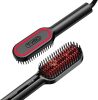 Hair Straightener Brush - Upgraded Ionic Compact Straightening Brush for Women with Wave-Design Bristles, Fast, Smooth Styling, Lightweight Hot Comb & Travel Flat Iron, 1 Billion Ions - Thumbnail 1