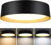 BrightHome 16in Flush Mount LED Ceiling Light, 30W(300W Equiv) 3000LM, 3 Colors 3000K 4000K 5000K, Dimmable Black and Gold Modern Flush Mount Light for Bedroom, Bathroom, Hallway, Kitchen - Thumbnail 1
