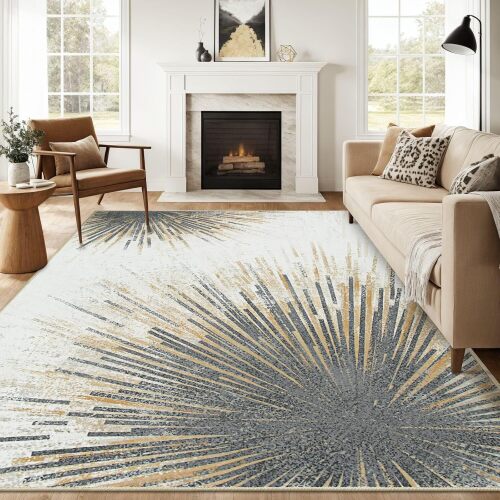 Area Rugs for Living Room, Ultra-Thin Washable Large Rug Non Slip Throw Carpet for Dining Room, Abstract Print Indoor Soft Carpet for Bedroom Office - Lot 7637