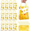 Gaillty 24 Sets Yellow Duck Gift Bag with Clips and Raffia Rubber Duck Party Supplies Plastic Treat Goodie Candy Bags for Waddle It Be Gender Reveal Baby Shower Birthday Party Supplies (Clear) - Thumbnail 1