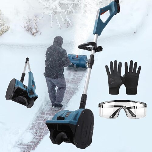 Electric Hand-Held Snow Blower, Folding Snow Shovel, Cordless Snow Thrower with Dual-Safety Switch for Driveway Deck,Blue-1Battery - Lot 7667