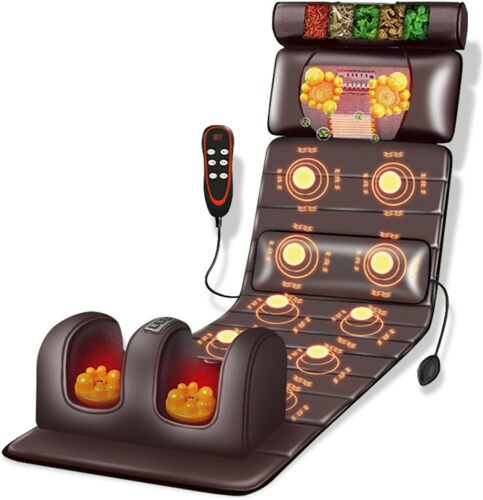 Massage Mat with Heat 10 Vibrating Nodes Full Body Massage Mat with Adjustable Pillows Heating Pads, Full Body Massager for Neck and Back Muscle Relaxation Massage Cushion - Lot 7673