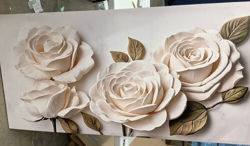 Large Wall Art For Living Room Floral Wall Art Decor Modern Canvas Art Wall Decor Painting White Flower Wall Art For Bedroom Home Office Dining Room Home Wall Decoration - Lot 7679