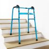 Foldable Stair Climbing Walker for Seniors, Adjustable 4-Leg Height Safety and Convenience, Blue - Thumbnail 1