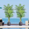 6ft Tall Triple Golden Cane Palm Artificial Tree 72inch Large Tropical Palm Tree UV Resistant Fake Plant in Pot for Indoor Outdoor Big House Living Room Outside Patio Office Home Decor 2Pack - Thumbnail 1