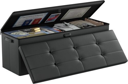 DocSafe Storage Ottoman Bench, Fireproof＆ Waterproof Folding Bench with Lock - Lot 7603