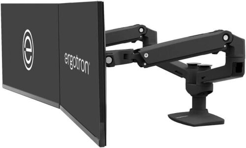 Ergotron LX Dual Monitor Arm, VESA Desk Mount for 2 Monitors Up to 27 Inches, 7 to 20 lbs Each, Matte Black - Lot 89