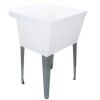 TEHILA 22.875 in. x 23.5 in. White 19 gal. Thermoplastic Utility Sink Kit with Grey Metal Legs, P-Trap and Supply Lines - Thumbnail 1