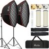 37" Octange Softbox Lighting Kit with Honeycomb Grid 110W 2700K-6500K 11000Lux Dimmable LED Prismatic Lamp and Remote Control - Thumbnail 1