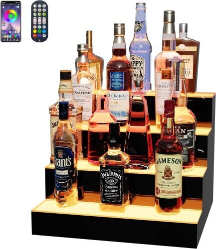 16 Inch 4 Tier Lighted Liquor Bottle Display Shelf - Lot 251