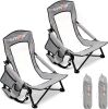 SUNNYFEEL Folding Low Beach Chair with Mesh Back, 2 Pack - Thumbnail 1