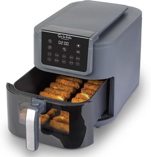 SUR LA TABLE 5-in-1 Compact 8-Quart Basket Air Fryer with Window for Easy Viewing, Digital Touchscreen Display with 10-Presets - Lot 354