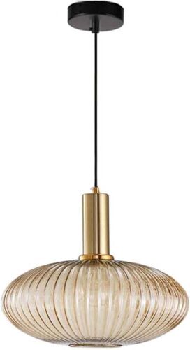 Industrial Vintage Glass Pendant Light Fixture - Lot 454