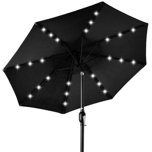 Solar LED Lighted Patio Umbrella w/ Tilt Adjustment, UV-Resistant - 10ft - Lot 487