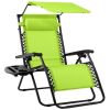 Folding Zero Gravity Recliner Patio Lounge Chair w/ Canopy, Side Tray - Thumbnail 1
