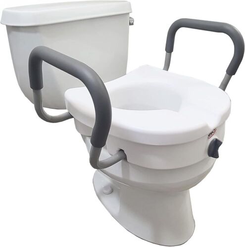 Carex E-Z Lock Raised Toilet Seat With Handles, 5" - Lot 758