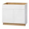 Hampton Bay Avondale 36 in. W x 24 in. D x 34.5 in. H Ready to Assemble Plywood Shaker Sink Base Kitchen Cabinet in Alpine White - Thumbnail 1