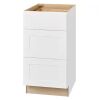 Hampton Bay Avondale 18 in. W x 24 in. D x 34.5 in. H Ready to Assemble Plywood Shaker Drawer Base Kitchen Cabinet in Alpine White - Thumbnail 1