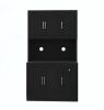 Freestanding Hutch Cabinet with Adjustable Shelves in Black - Thumbnail 1