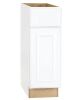Hampton Bay Hampton 12 in. W x 24 in. D x 34.5 in. H Assembled Base Cabinet in Satin White - Thumbnail 1