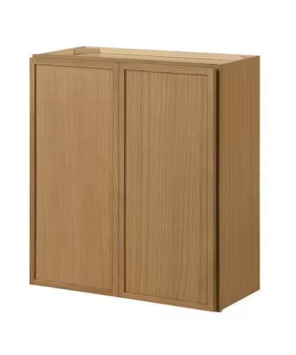 Hampton Bay Leyton 27 in. W x 12 in. D x 30 in. H Ready to Assemble Plywood Slim Shaker Wall Kitchen Cabinet in White Oak - Lot 78JF