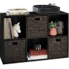 6-Cube Bookshelf, 13.5in Storage Display w/ Removable Panels, Customizable - Thumbnail 1