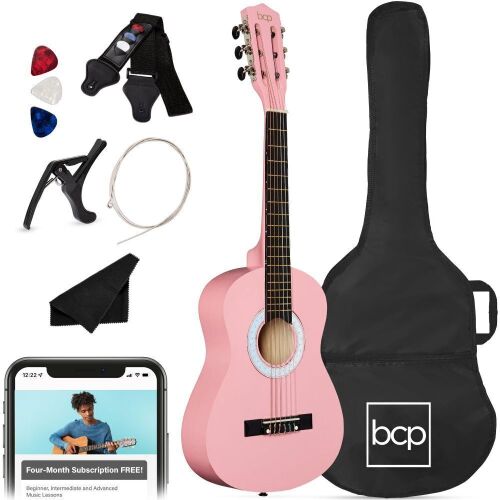 Beginner Acoustic Guitar Set w/ Case, Strap, Extra Strings - 38in - Lot 604