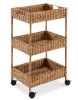 3-Tier Water Hyacinth Rolling Utility Cart w/ Weaved Baskets Natural - Thumbnail 1
