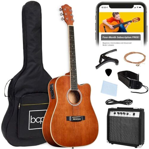Beginner Acoustic Electric Cutaway Guitar Set w/ Gig Bag, Strap - 41in - Lot 403