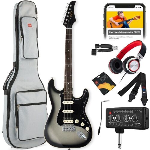Beginner Electric Guitar Kit w/ Headphone Amp, Padded Gig Bag, Headphones - Lot 411
