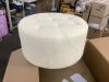 Christopher Knight Home Calistae Modern 29.25 in. W Beige Upholstered Linen Round Accent Ottoman with Button Tufting - Torn Dust Cover on Bottom - Thumbnail 5