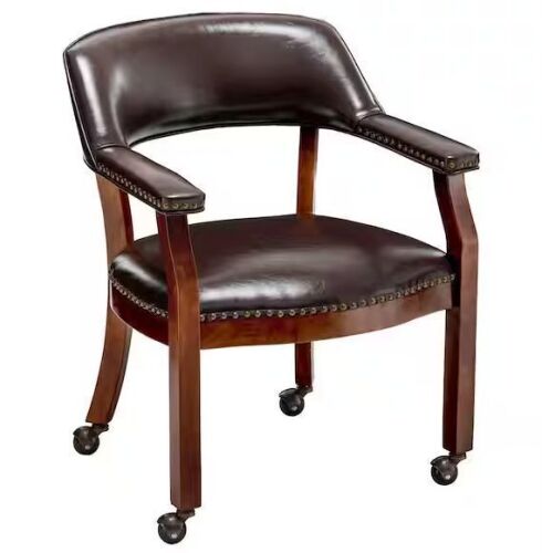 Convenience Concepts Take a Seat Dillon Espresso Vegan Leather Armchair with Wheels - Lot 75JF