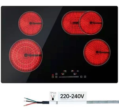 VEVOR Built in Electric Stove Top 30.3 x 20.5 in. 4 Burners 240 Volt Glass Radiant Cooktop with Sensor Touch Control Timer - Lot 65JF