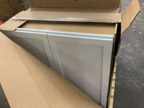 Hampton Bay Courtland 36 in. W x 12 in. D x 36 in. H Assembled Shaker Wall Kitchen Cabinet in Polar White - Face Needs Reattached - Lot 128JF