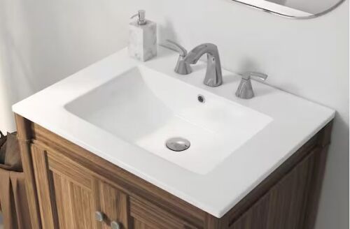 Eridanus Tucson 24 in. W x 18 in. D Vitreous China Vanity Top in White with 3-Faucet Holes (8 in. Widespread) - Lot 325JF