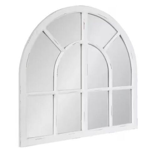 Kate and Laurel Boldmere 30 in. W x 28.5 in. H Wood White Arch Framed Decorative Mirror - Lot 328JF