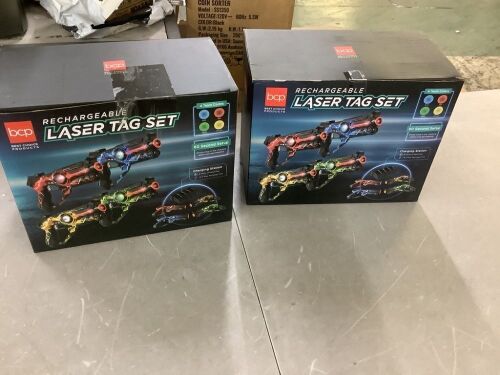 Lot of (2) Set of 4 Rechargeable Laser Tag Blasters w/ Docking Station, No Vests Needed - Lot 819