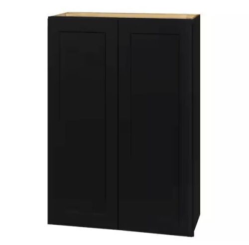 Hampton Bay Avondale 30 in. W x 12 in. D x 42 in. H Ready to Assemble Plywood Shaker Wall Kitchen Cabinet in Raven Black - Lot 64JF