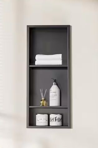 12 in. W x 30 in. H x 4 in. D Waterproof Recessed Shower Niche with Double Shelves in Matte Black, No Tile Needed - Lot 221JF